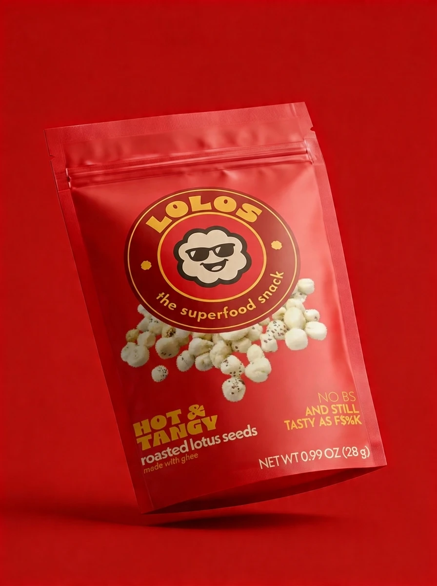 LOLOS Hot & Tangy roasted lotus seed snack pouch